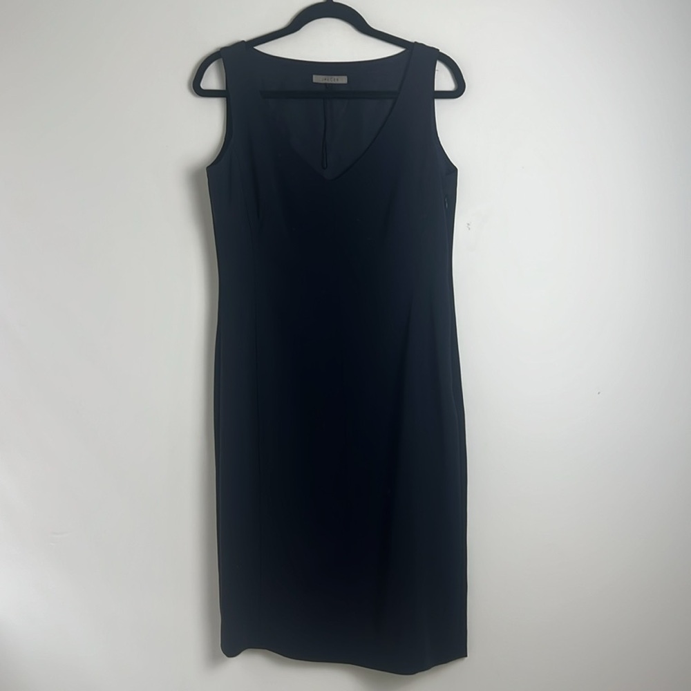 NWOT Jaeger‎ Black Sleeveless Quiet Luxury Knee Length Career Sheath Dress US8
